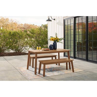 Janiyah Outdoor Dining Table And 2 Benches -  Signature Design by Ashley, PKG013832