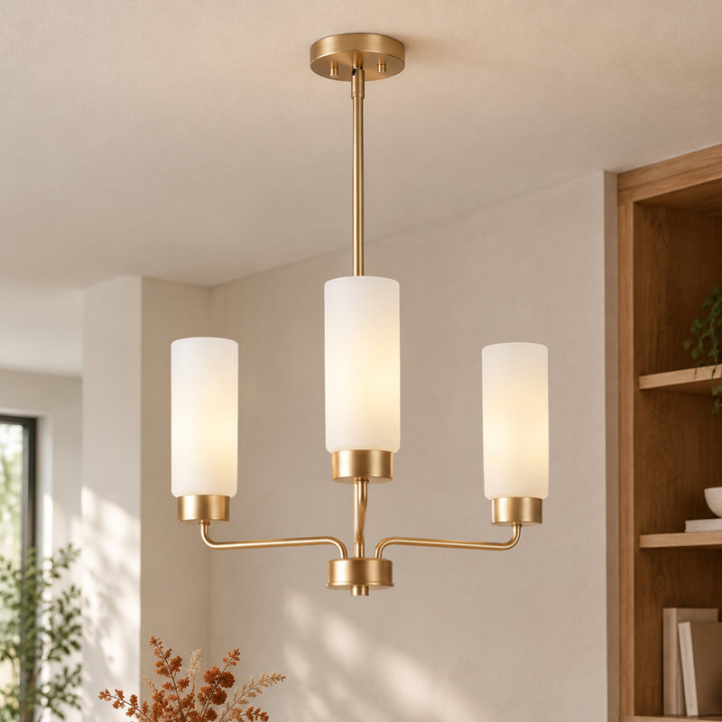 Lustre à 3 lumières avec abat-jour à intensité variable, Dark Gold