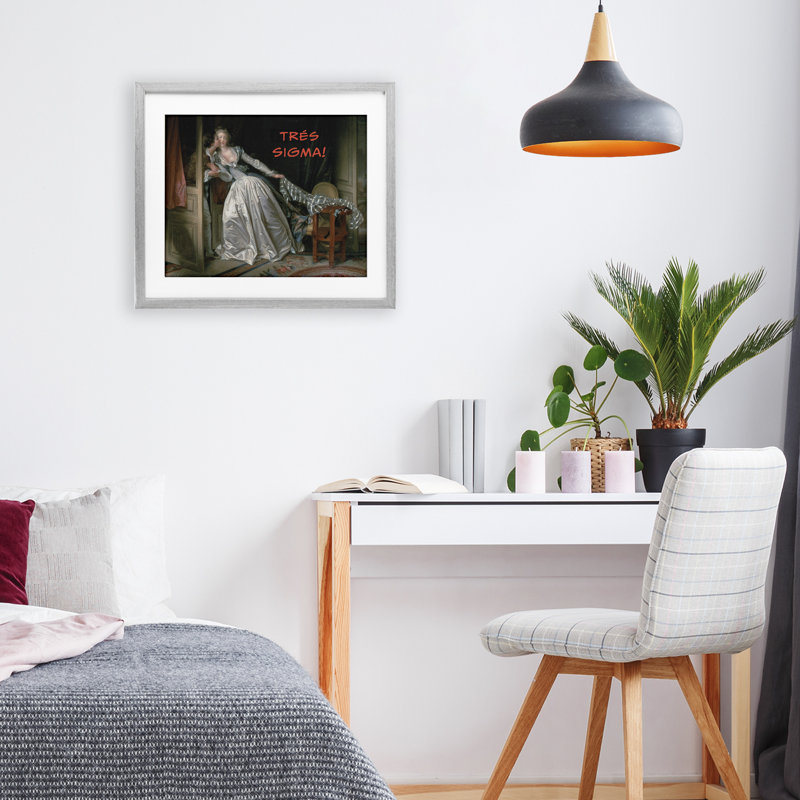 Iconic Tres Sigma, reproduction sous verre encadrée, design par Grotto Studios, H 13 po x l 16 po, Cadre de ferme gris