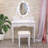 Modern Vanity Table with Mirrors and LED Light,2 in 1 Makeup Vanity Table Set with Chairs,Dressing Table with 5 Storage Drawers,3 Colors Lighting Modes