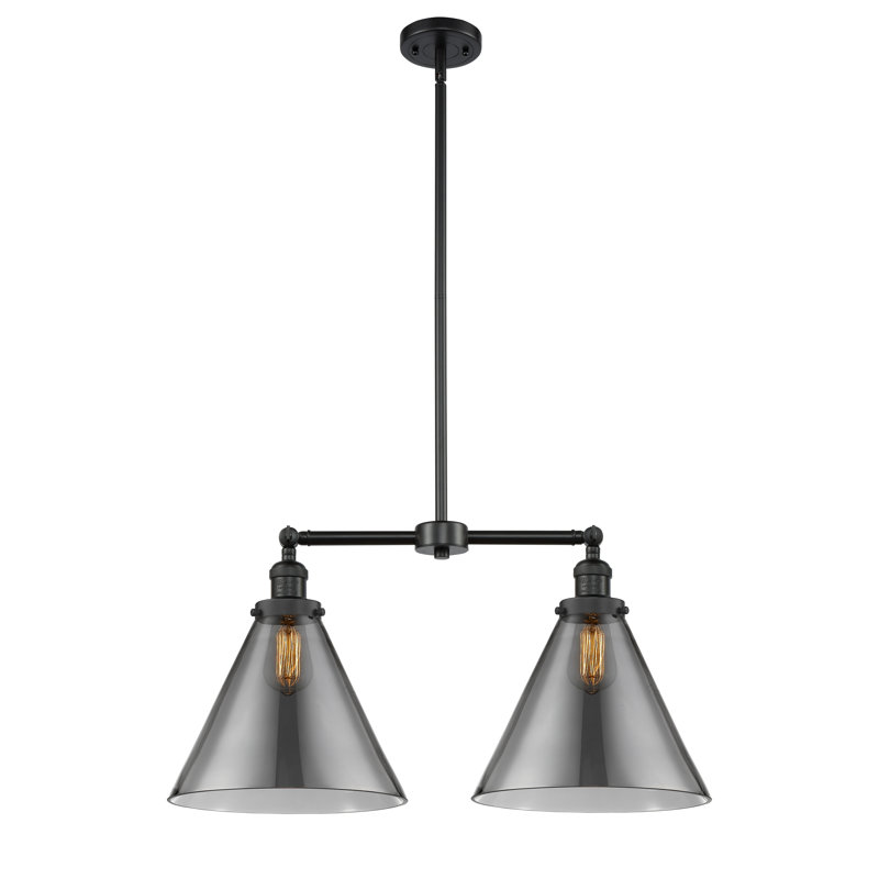 Runkle 2 - Light Kitchen Island Pendant, No Bulb Included, Smoked, Matte Black