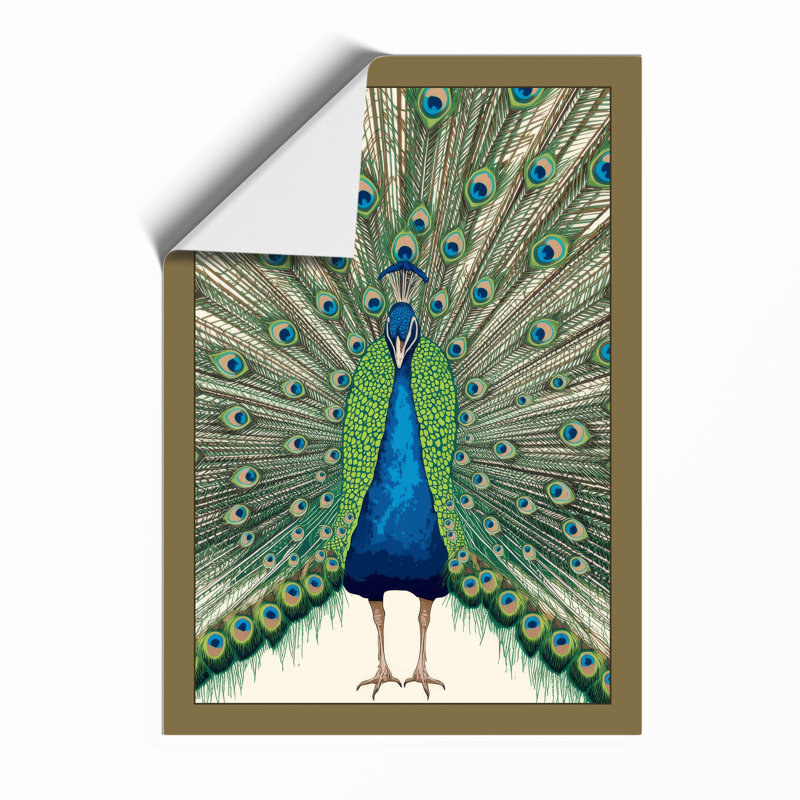Peacock in Display Botanical - Framed Print, A4 - 29.7 x 21.0 cm, Unframed