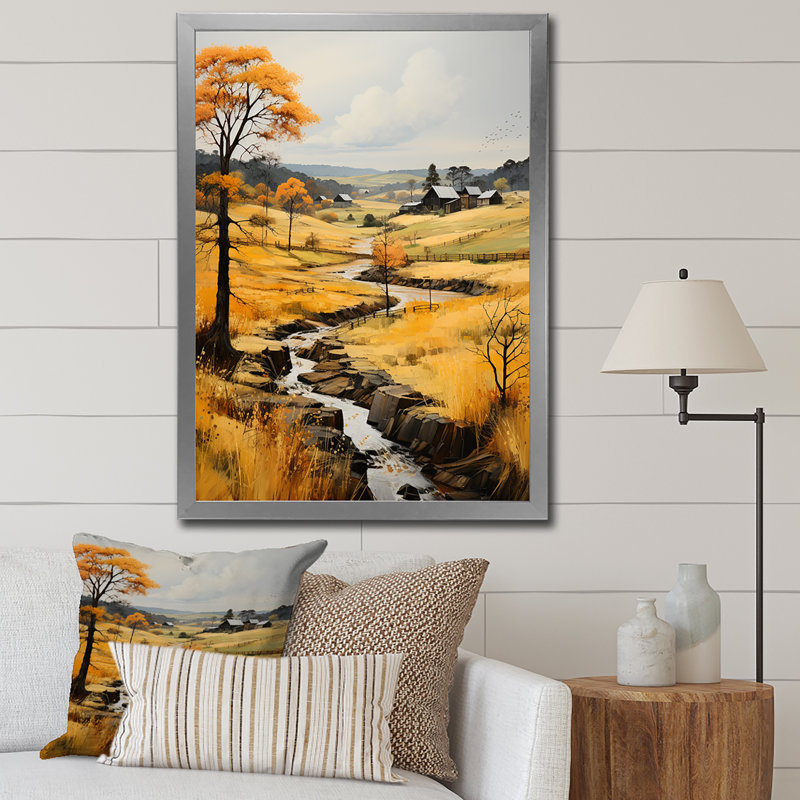 «Ditson Farm Autumn Hues Landscape IV», reproduction d'art sur toile, H 32 po x l 24 po x P 1 po, Cadre photo argenté