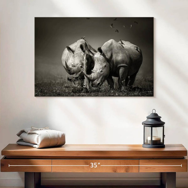 Rhinocéros monochromes Brampt, H 16 po x l 24 po