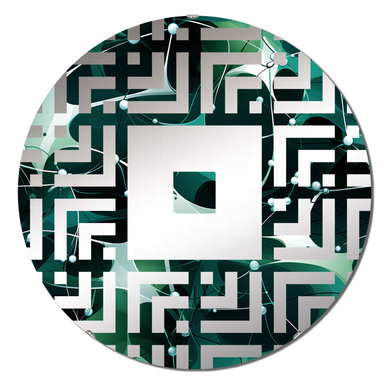 Green Popart Techno Tangles - Square Wall Mirror, 31.4" x 31.4"