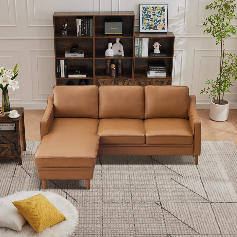 Canapé modulaire réversible 2 pièces Azriah, Similicuir brun