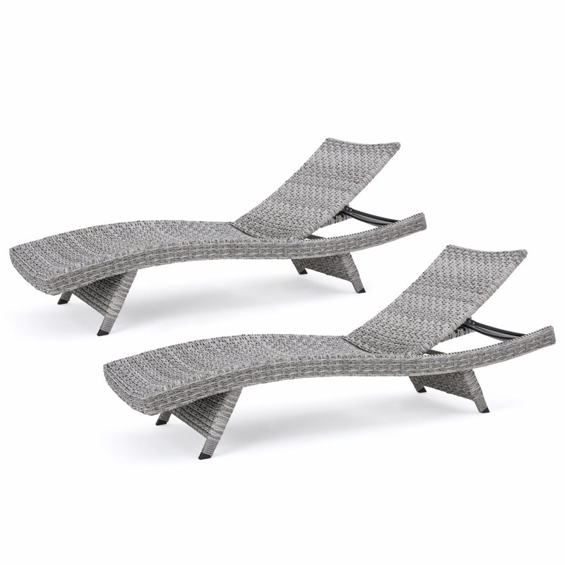 Chaise longue 2 pièces en osier avec cadre en aluminium pour patio