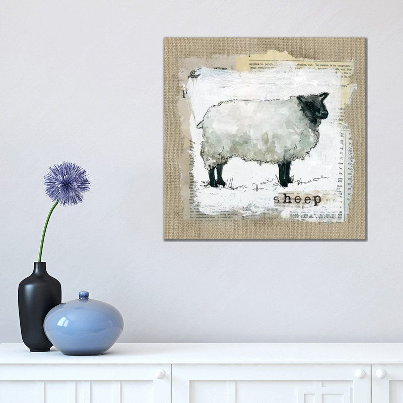 Burlap Sheep by Carol Robinson - Wrapped Canvas Print, 45.72 cm H x 45.72 cm W