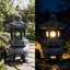 Lanterne solaire japonaise en pierre pour jardin, lampe en résine de style pagode zen avec lumière nocturne douce, décoration pour allée de terrasse, 26 cm