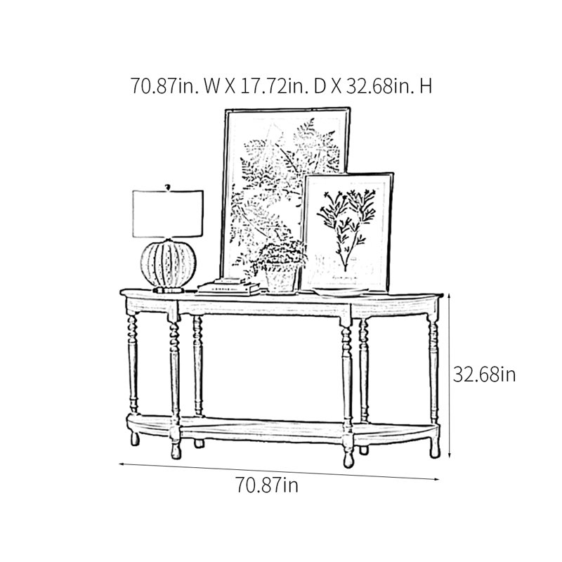 Rural Retro Semicircle Console Table