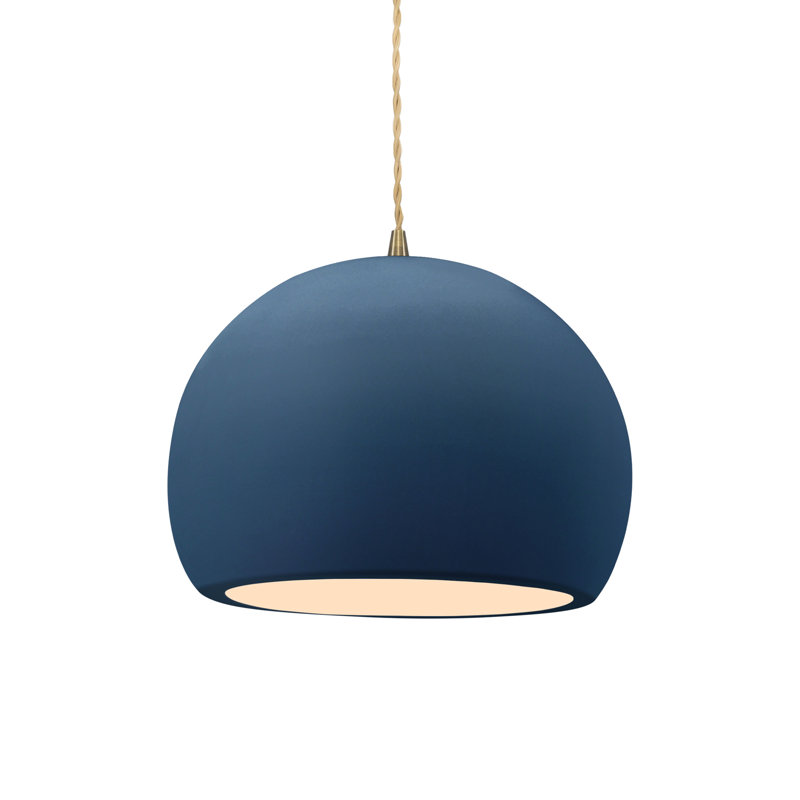 Luminaire suspendu à 1 lumière Aschwin, H 7,75 po x l 10 po x P 10 po, Ciel à minuit, Laiton antique