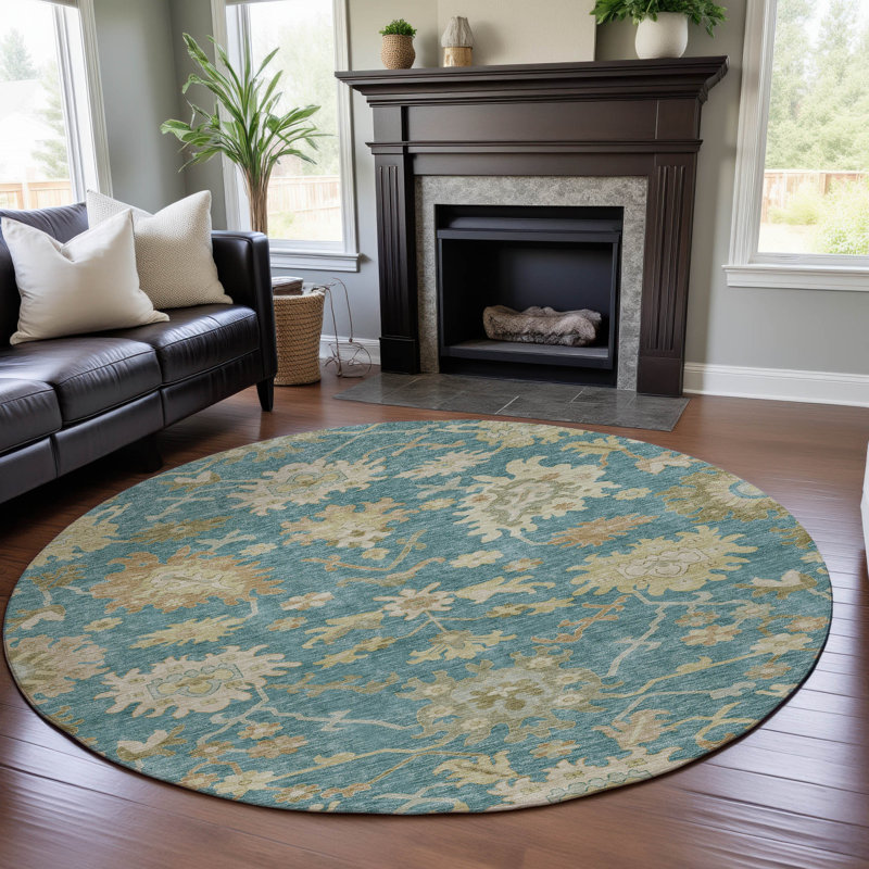 Premium Machine Washable Gurubaksh AMF1150 Global Rug, Rond 8 pi