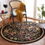 Tapis floral en laine crocheté à la main noir Kinchen-21274824