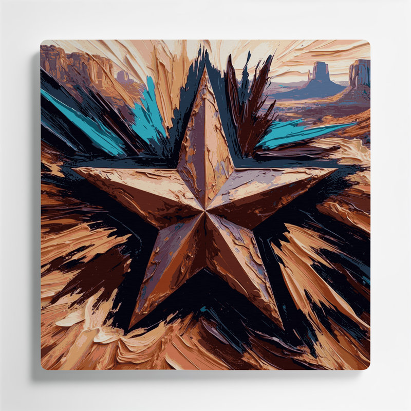 «Southwestern Cowboy Texas Lone Star 88», art mural en métal noir