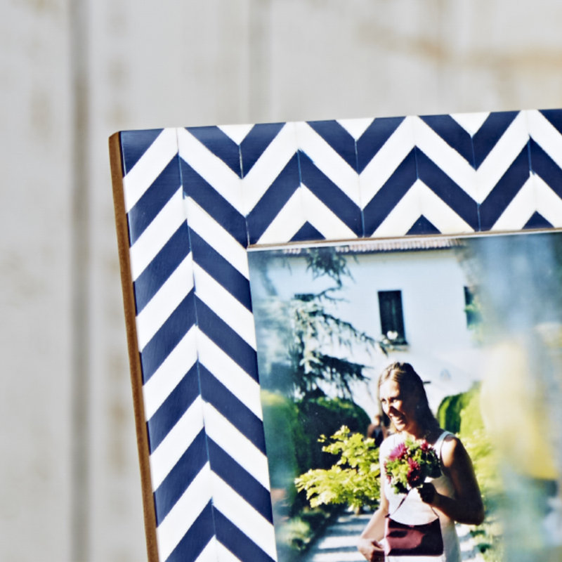 Neha Navy Chevron Patterned Photo Frame, 4" x 6"