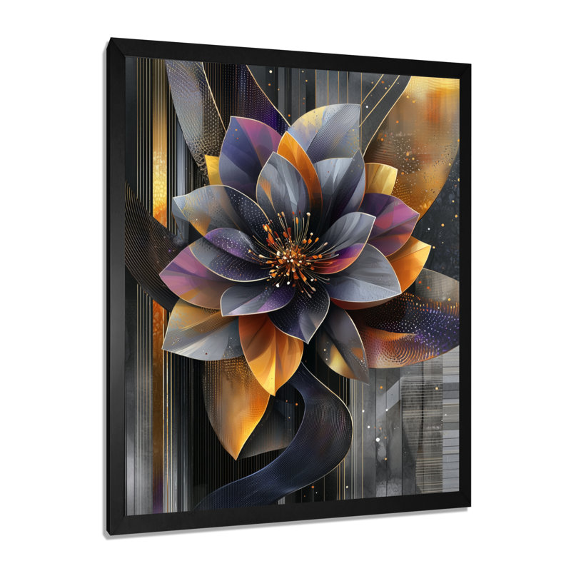 Rafe - Floral Wall Art Prints, H 40 po x l 30 po, Noir, noir, noir, noir, Reproduction encadrée sans passe-partout