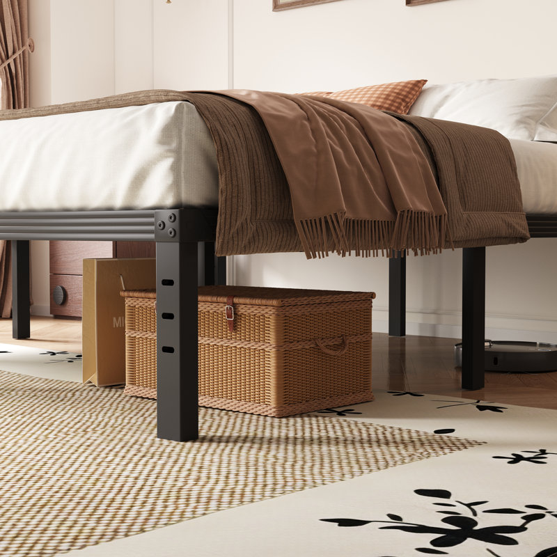 18" High Metal Platform Bed Frame, Heavy Duty Steel Slat Support, No Box Spring Needed, Noise-Free, Easy Assembly, Under Bed Storage
