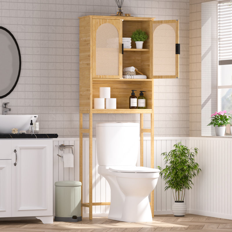 Bamboo-Rattan Over The Toilet Storage Shelf