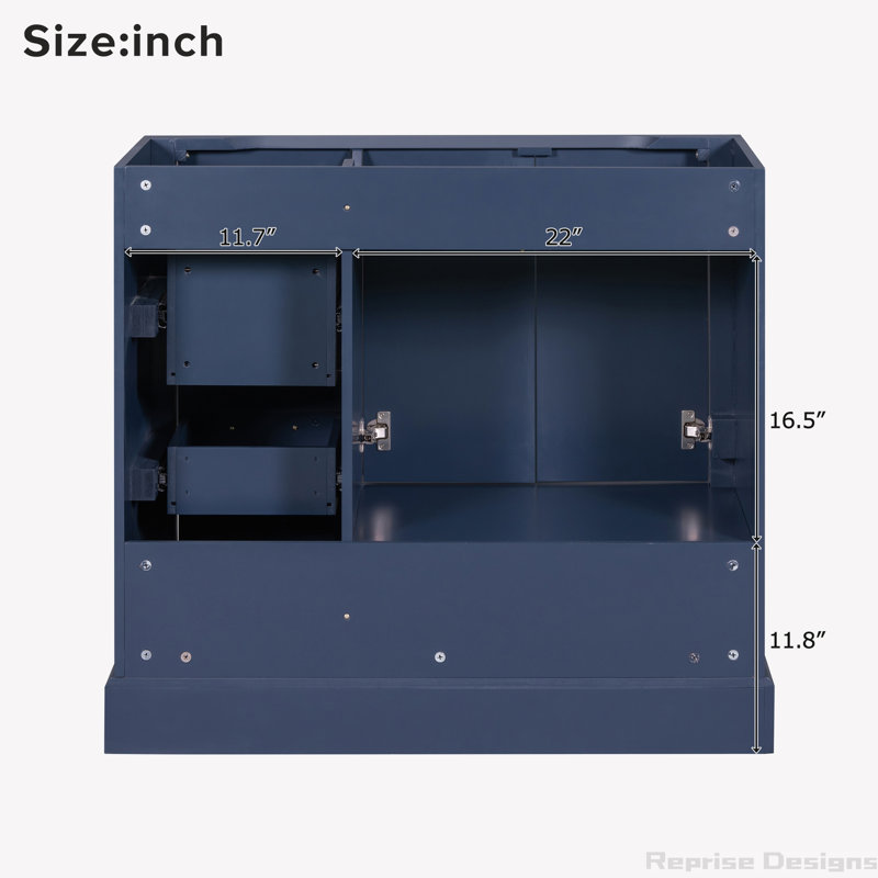 Base de meuble-lavabo simple 35,4 po seulement, Bleu marine