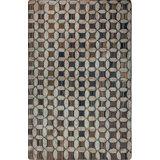 Brown Late 19th century Antique Geometric Folk Art Design American Hooked Rug