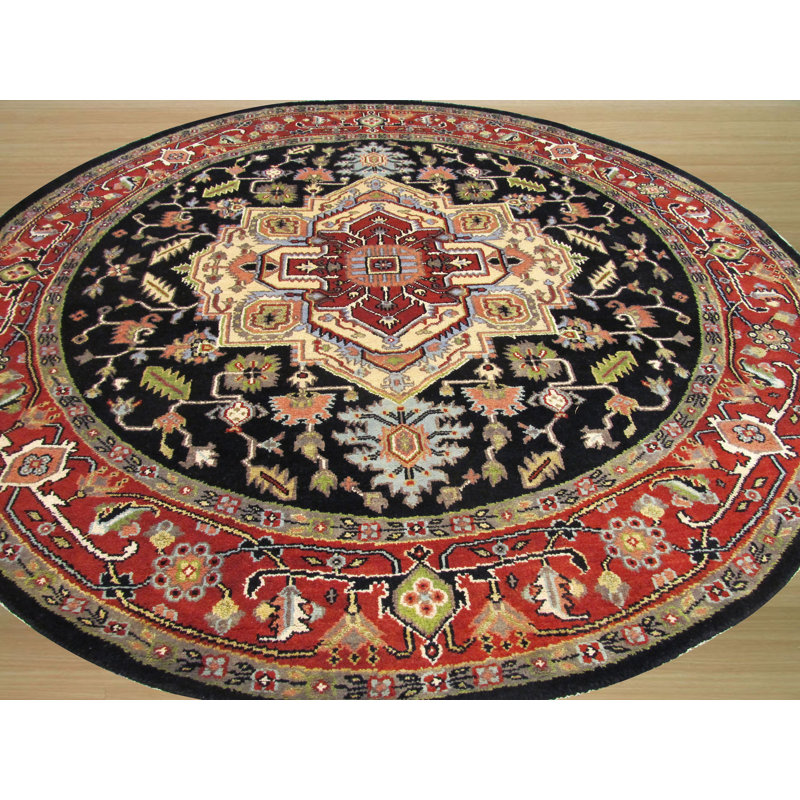 Ella Oriental Brown Hand Knotted Area Rug, Round 6'