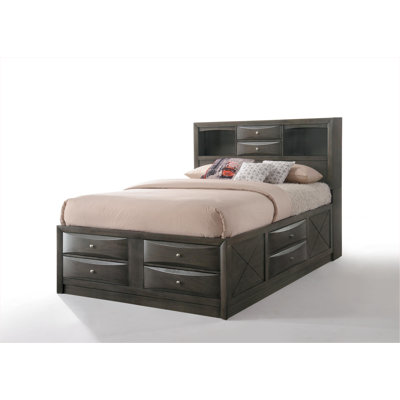 Ireland Gray Oak Finish Queen Bed W/Storage -  Wildon Home®, CE2D3FFED8D64EA7A318637D13F516B9