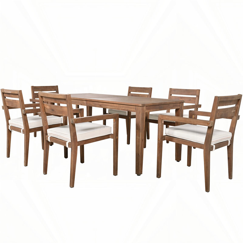 Table et chaises de salle à manger en bois d'acacia, Bois robuste