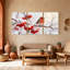 Birds Winter Bird sur une branche enneigée avec des baies rouges, ensemble de 3 impressions sur toile-27421327