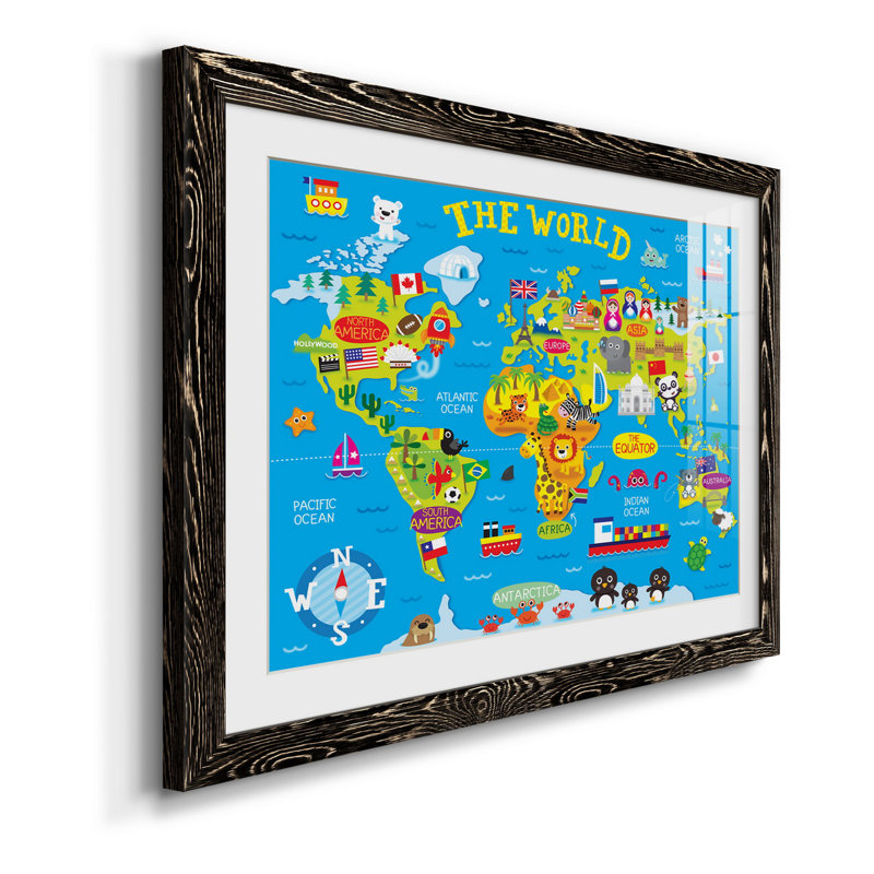 Carte du monde - impression encadrée, H 31 po x l 44 po x P 1 po, Cadre noir