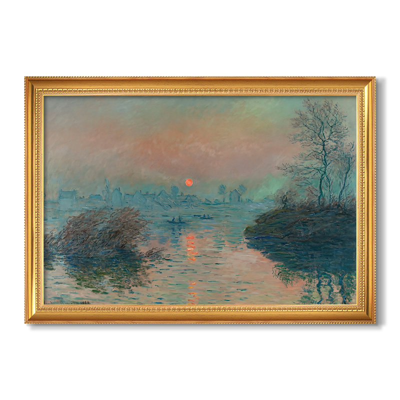 Coucher de soleil sur la seine à Lavacourt, effet d'hiver, 1880 - Claude Monet - Toile encadrée sur mesure, No, 30X44
