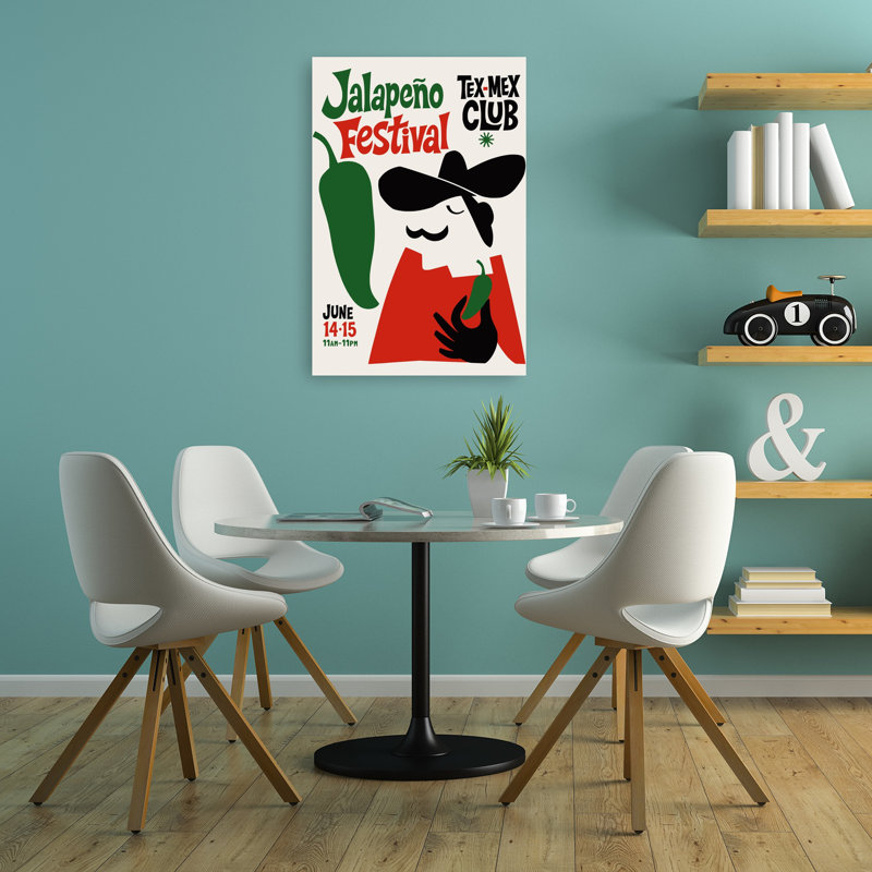 Jalapeapo Festival Fiesta Bold Contemporary Summer City Wall Art Print 1 Piece Wrapped Canvas Wall Art, 91.44cm H x 60.96cm W
