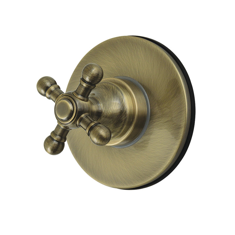 Kingston Brass Metropolitan Single-Handle Wall Mount Six-Way Diverter Valve with Trim Kit, Antique Brass