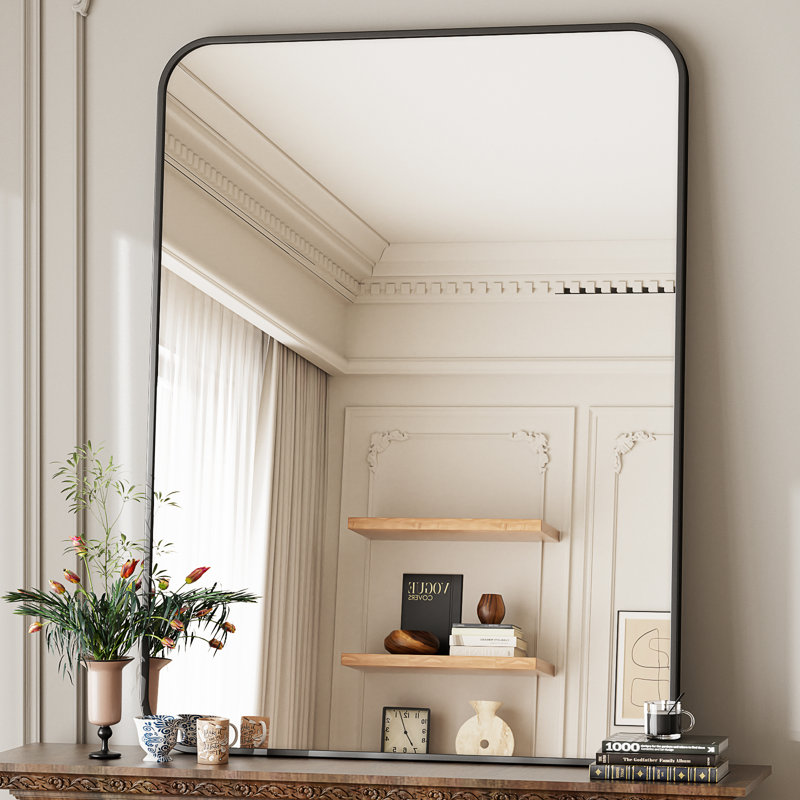 Aluminum Framed Rectangle Wall Mounted Bathroom / Vanity Mirror, Black, 30" x 40"