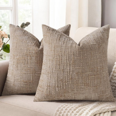18 x 18 Inch Textured Chenille Throw Pillow Covers