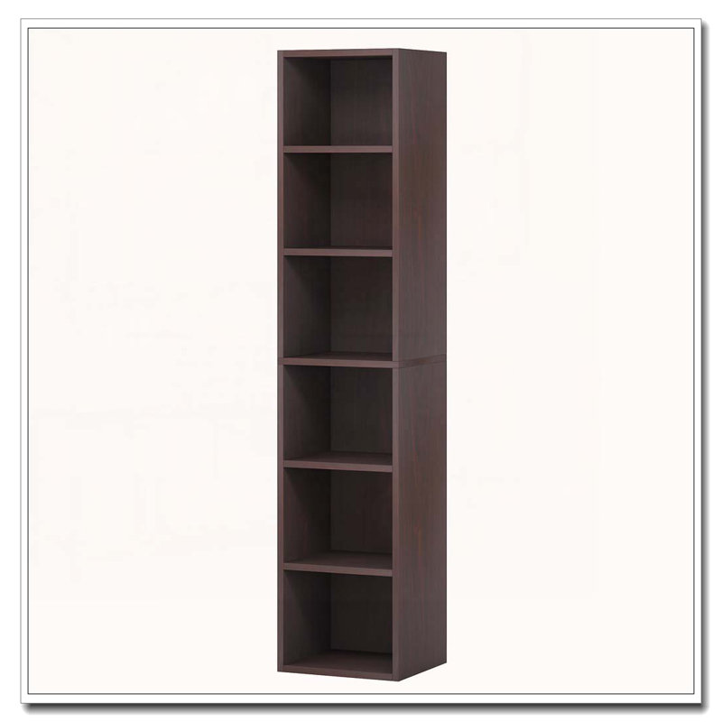 6-Tier Narrow Corner Cube Bookcase Storage For Living Room, Office, Bedroom, Cherry