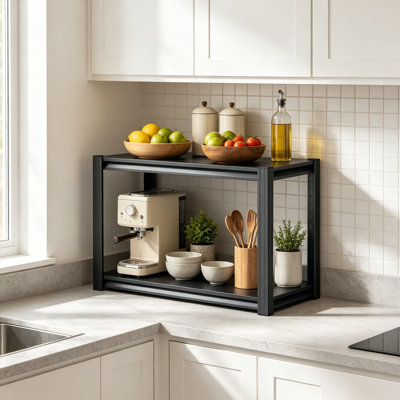 2 Tier Metal Kitchen Shelf, Heavy Duty Storage Rack, Kitchen Counter Organizer, Spice Rack Shelf, Pantry Storage Shelf, 14"W×12"D×22"H