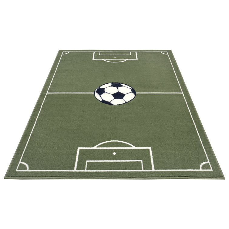 Short pile children's rug Estadio green