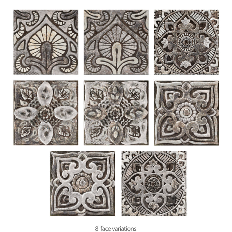 Mandala Decor 7-7/8 In. X 7-7/8 In. Ceramic Wall Tile