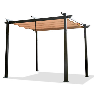 Pergola d'extérieur rétractable - Pavillon de jardin à cadre en aluminium pour cour réglable