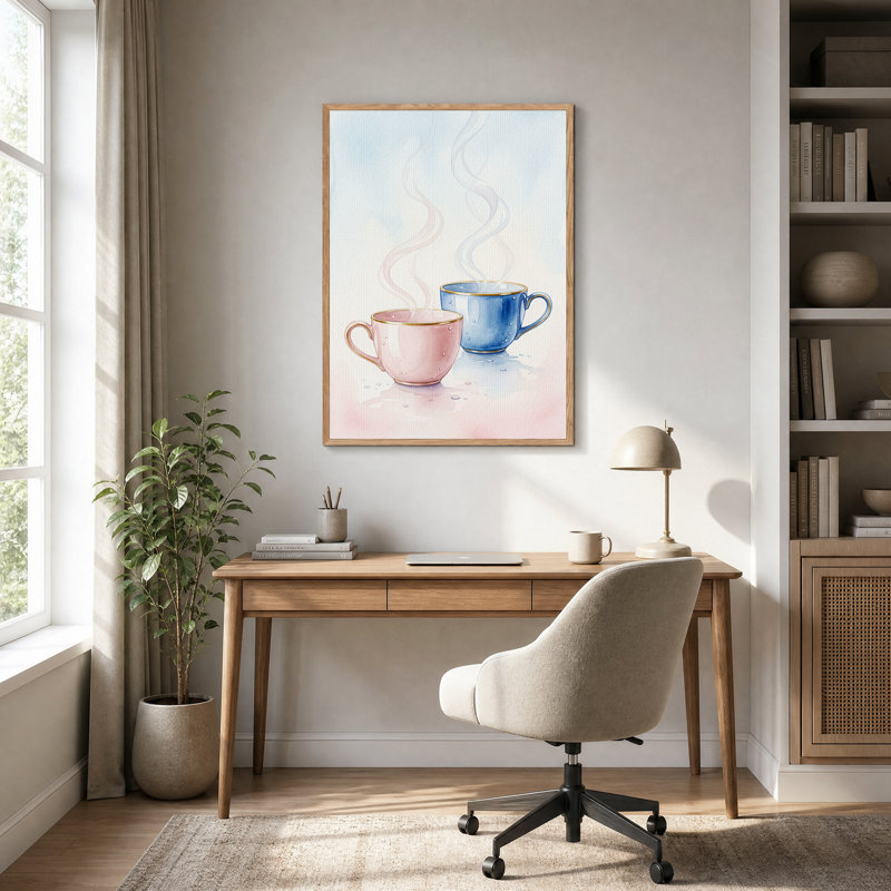 Art mural sur toile rose et bleu, H 36 po x l 24 po