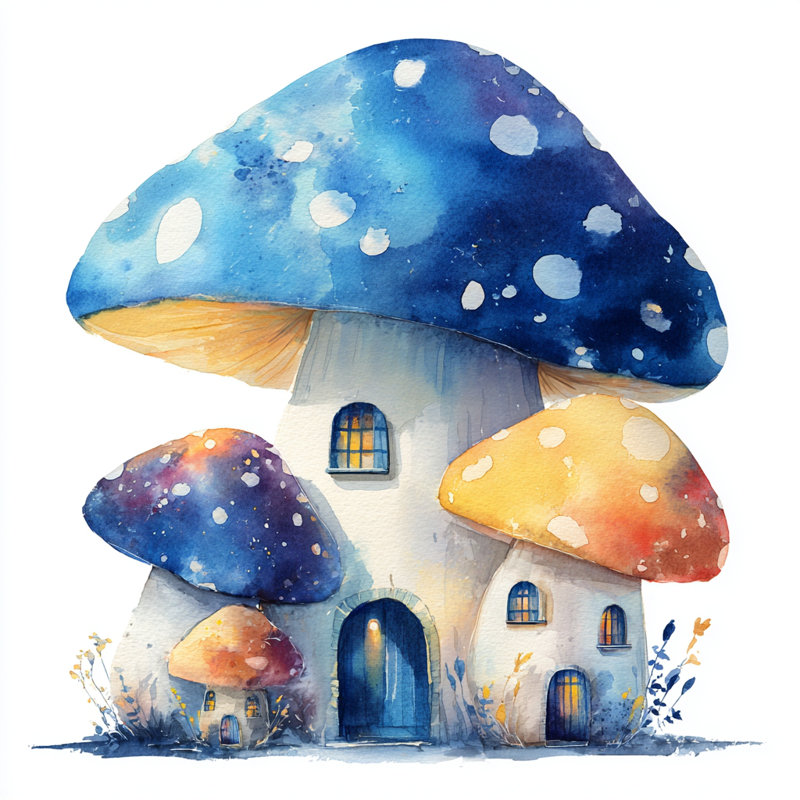 Art mural sur toile Fairy Tale Mushroom Village, H 20 po x l 20 po