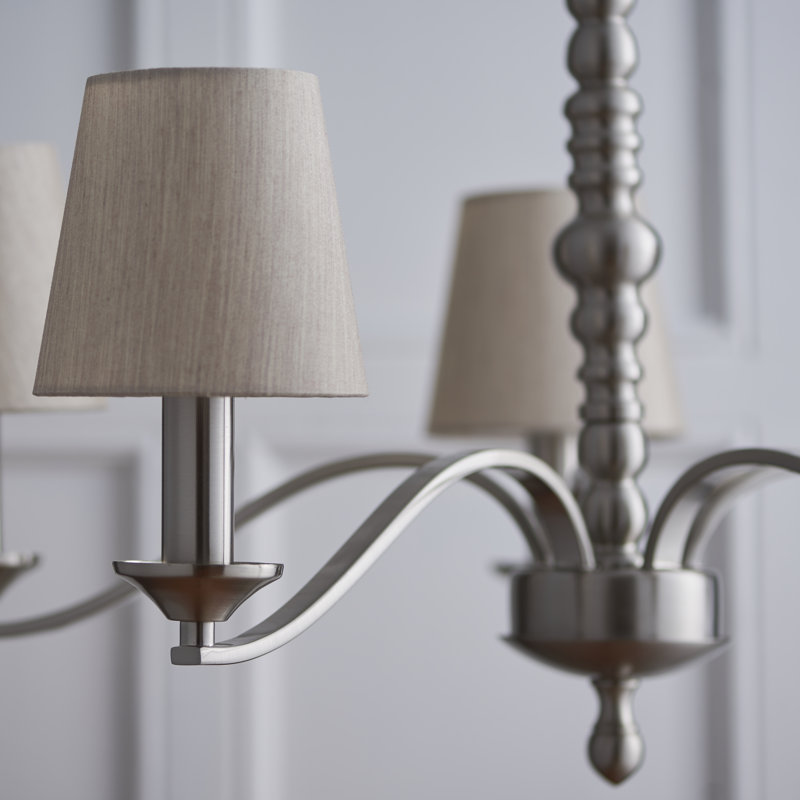 Bartlett 5 - Light Shaded Chandelier, Satin Nickel