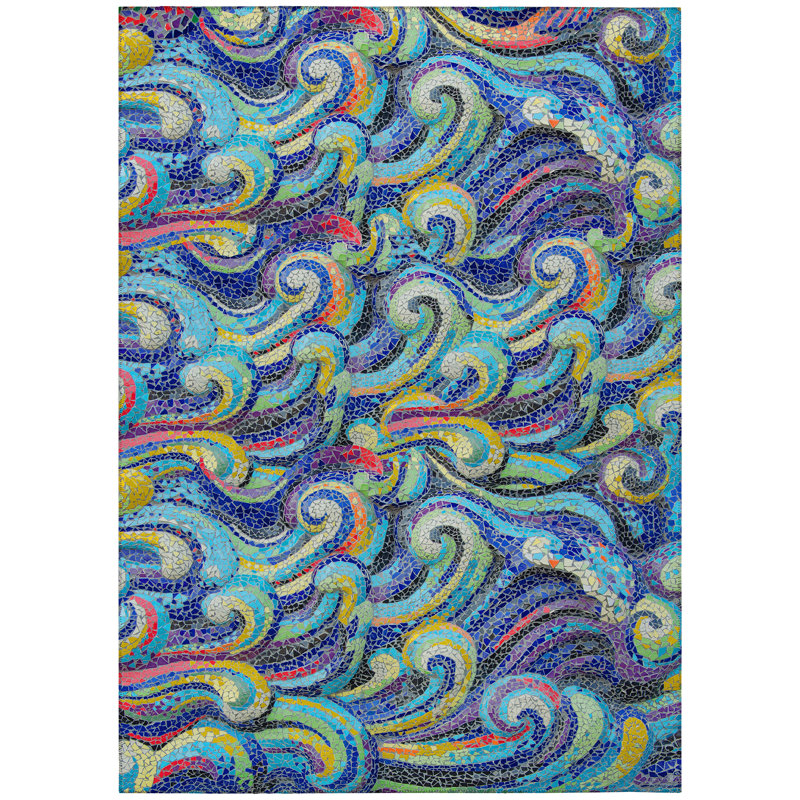 Adelheid Washable Ikat Indoor / Outdoor Rug, Rectangle 10' x 14'