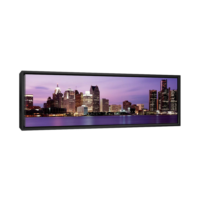 «Detroit, Michigan», reproduction de photo sur toile, H 24 po x l 72 po x P 1,5 po, Toile avec cadre noir