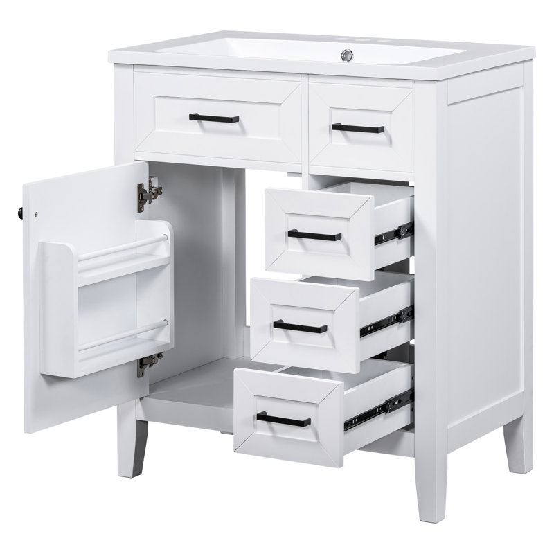 Armoire autoportante avec lavabo et tablette de rangement, Blanc