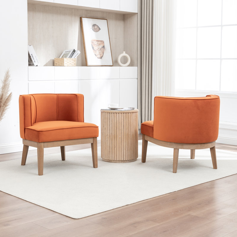 Fauteuil demi-tonneau Ezra, Velours jacinthe, 2