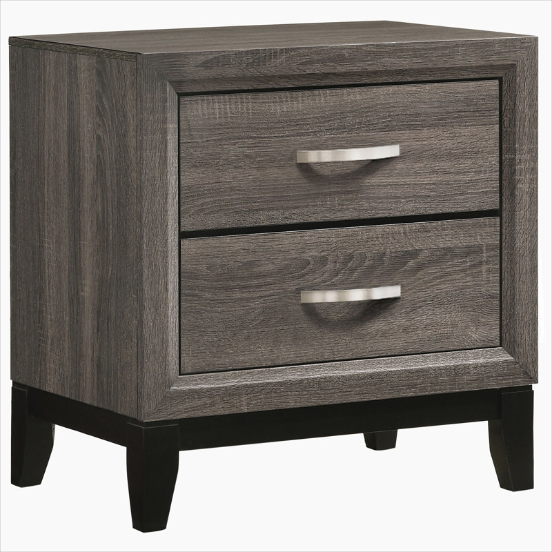 Table de chevet 2 tiroirs Grey Oak