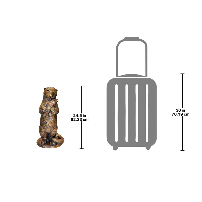 Standing Otter with Fish Garden Statue