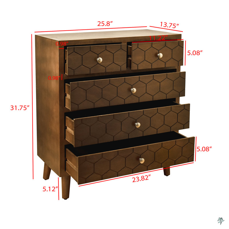 Handcrafted Accent Drawer With Abstract Carvings
