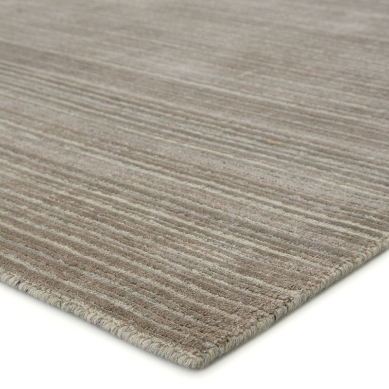 Tapis taupe clair rayé fait à la main Traci, Rectangle de 5 pi x 8 pi